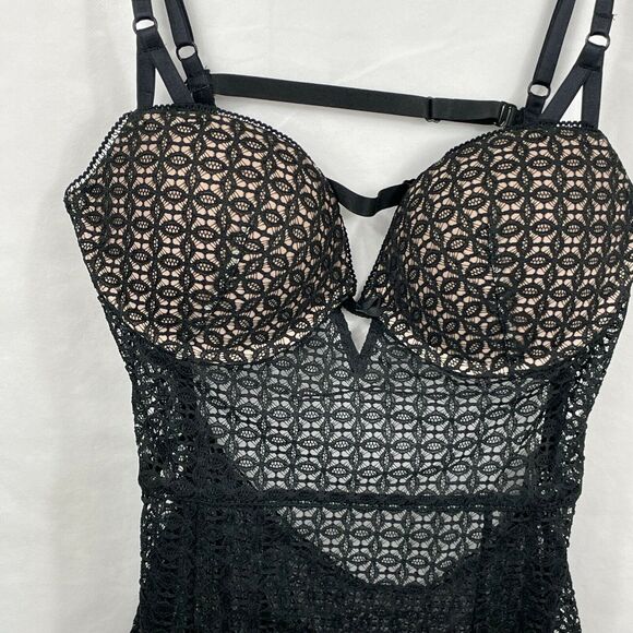 Victoria Secret Lace Corset bustier garter straps sz 36C padded bra allover lace - Picture 6 of 16